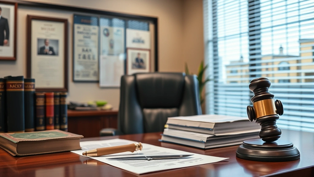Professional legal office setting with law books and desk, representing California knife law expertise and legal consultation