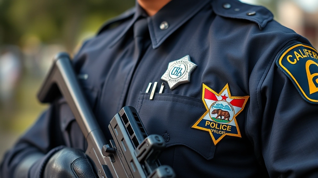 Law enforcement officer in professional uniform, representing authority and enforcement of California weapon regulations