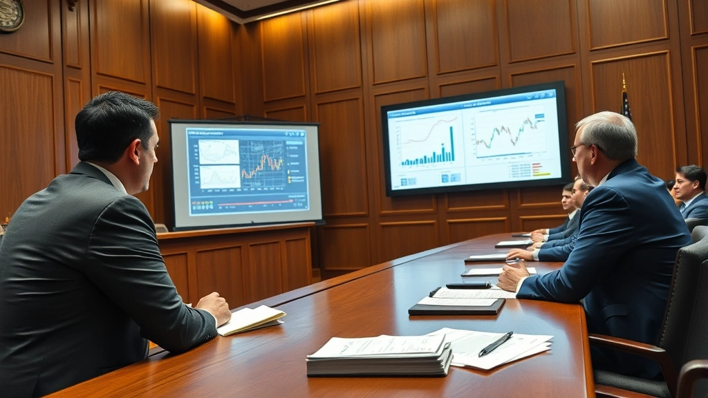 Courtroom scene showing expert witness presenting technical data on a presentation screen to judge and jury, professional environment with legal documents on table, serious atmosphere demonstrating scientific testimony in litigation
