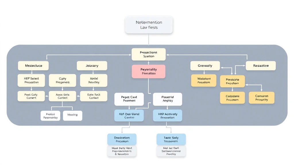 Law firm organizational chart visualization showing interconnected communication flows between different practice areas, modern graphic design, attorneys networking and sharing information across departments, collaborative professional environment