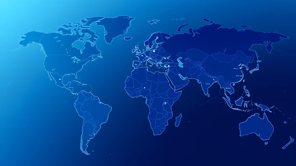 Global map visualization with interconnected nodes representing Dentons office locations worldwide, digital overlay showing network connections between major cities, professional blue color scheme, aerial perspective