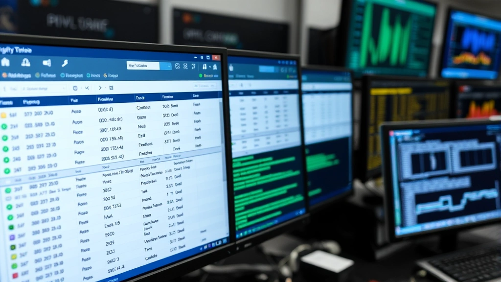 Digital forensics workstation displaying timeline interface with file metadata, timestamps, and chronological sequences, professional IT environment, screens showing analytical data visualization