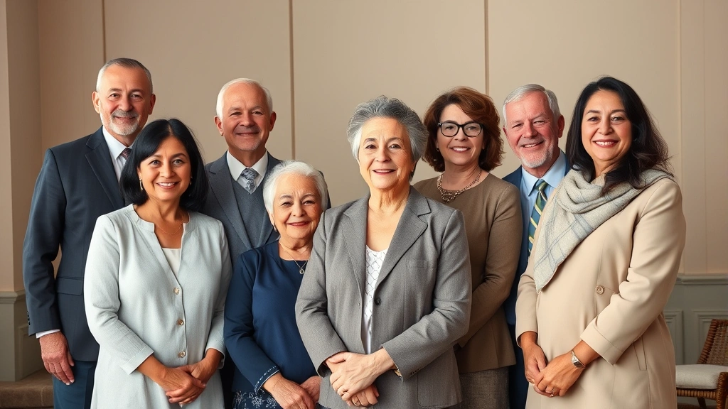 Diverse multigenerational family in formal portrait setting, representing extended family relationships and legal family structures