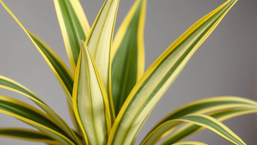 Close-up shot of a mother-in-law plant's distinctive sword-shaped variegated leaves with sharp focus, showing the characteristic yellow borders and green interior, professional studio lighting, neutral background