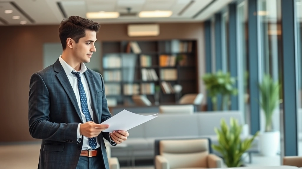 Professional man in business casual clothing consulting with lawyer about child support modification, discussing documents in contemporary legal office setting