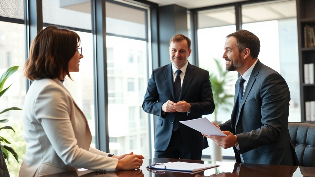 Professional legal consultation meeting with attorney and client discussing civil rights documentation in modern law office with natural lighting