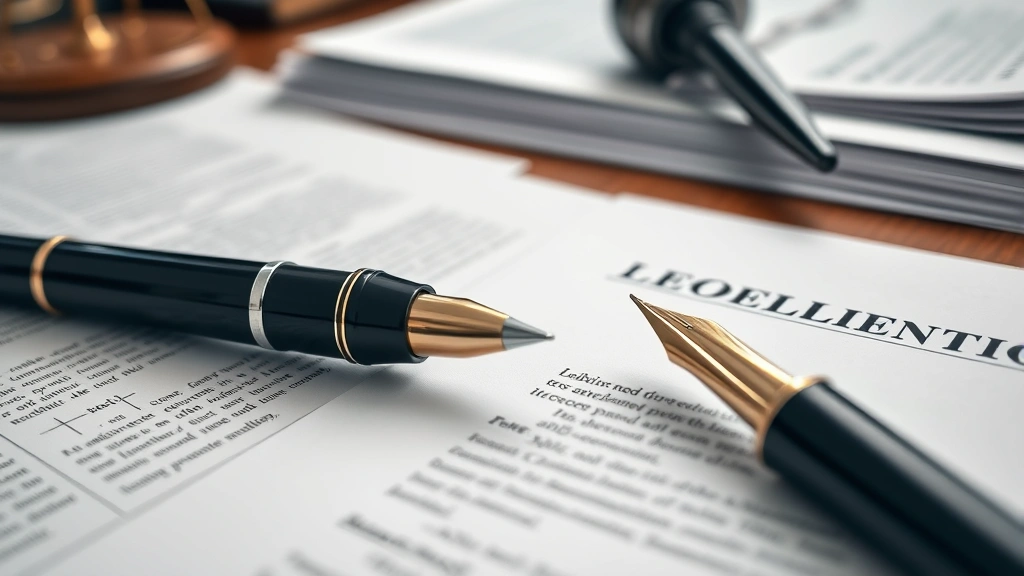 Close-up of legal documents and papers organized on a desk with a fountain pen, suggesting legislative research and law writing without showing readable text or specific document titles
