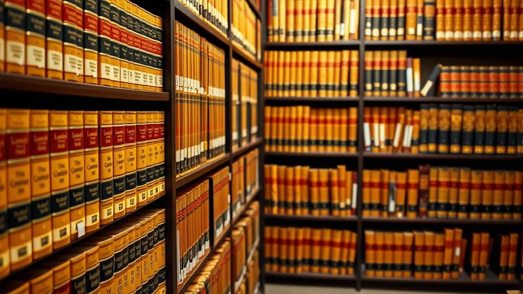 Law library shelves with bound legal case reports and California Penal Code volumes, warm professional lighting, close-up of law books, scholarly environment, no text visible on spines
